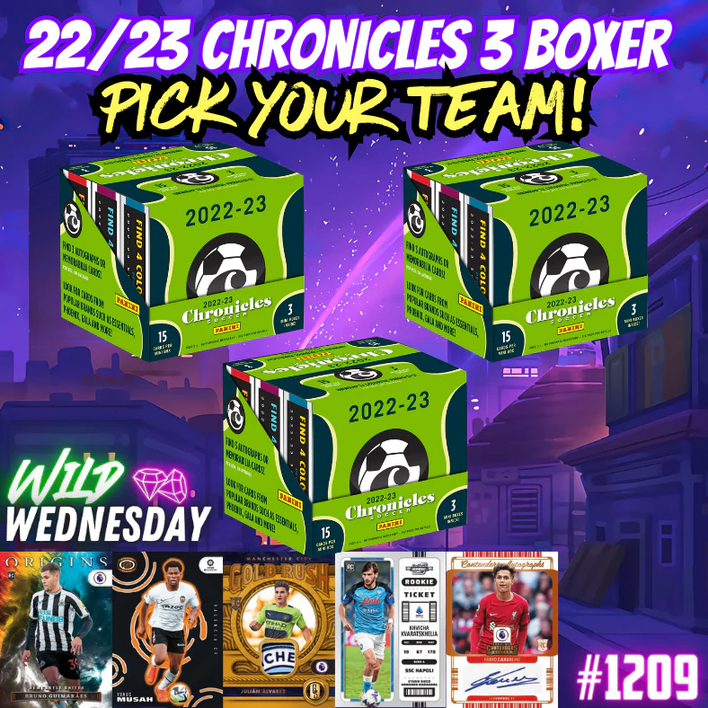 Break 1209 - 22/23 Chronicles Soccer Hobby - 3 Box - Pick Your Team