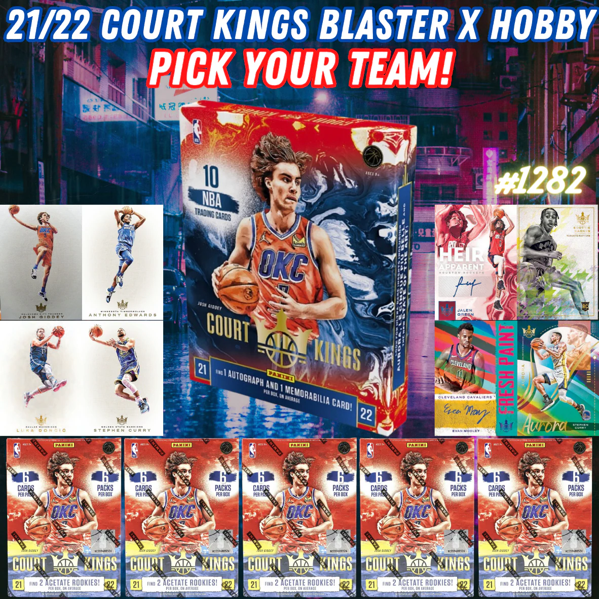 Break 1282 - NBA 21/22 Court Kings Blaster x Hobby 6 Box - Pick Your Team!