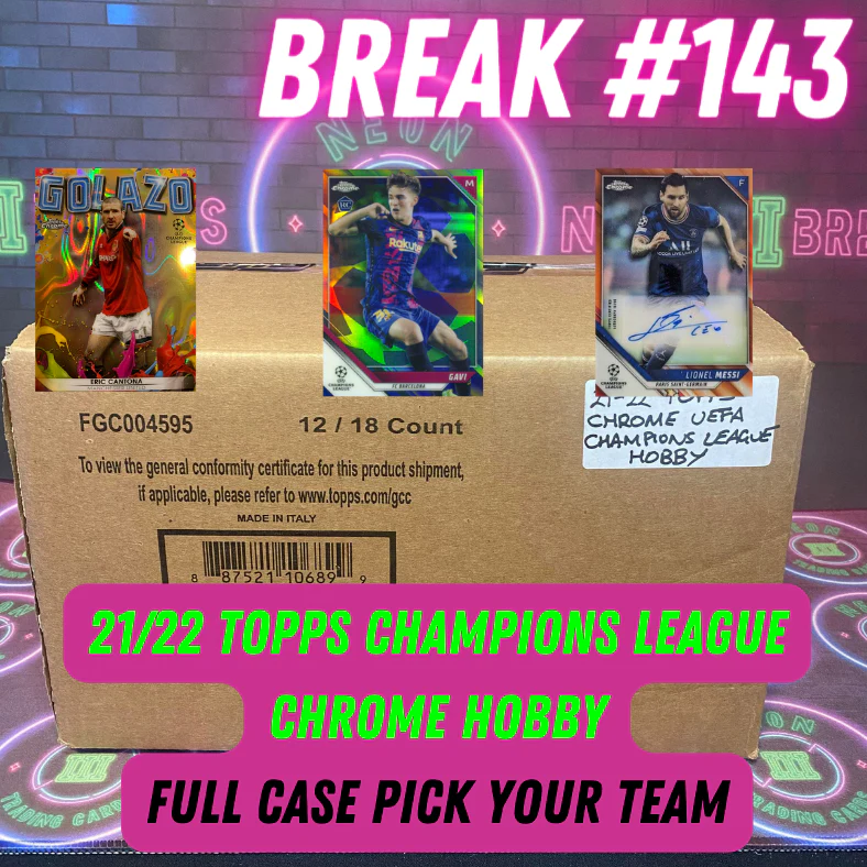Break 143 - 21/22 Topps UEFA Champions League Chrome Hobby - Full Case - Pick Your Team