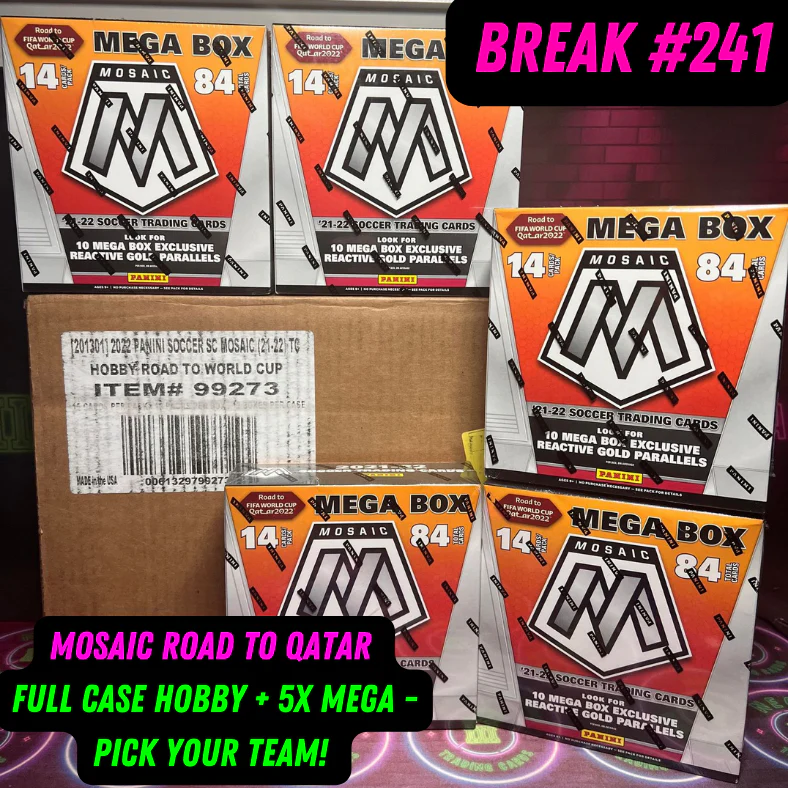 Break 241 - 2022 World Cup Mosaic Road To Qatar FULL CASE & 5 Megas - Pick Your Team/Player!