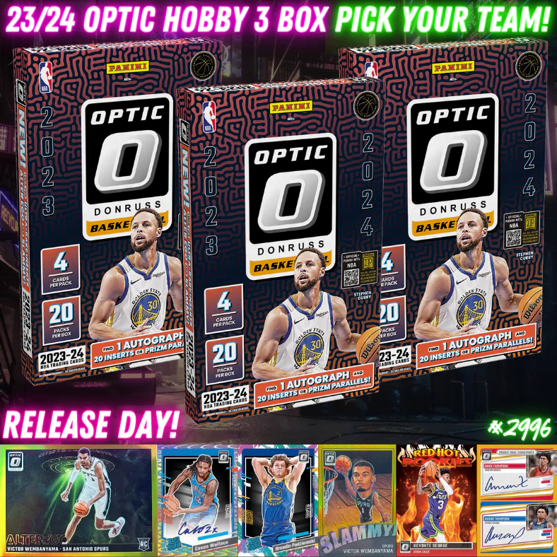 Break 2996 - NBA 23/24 Optic Hobby RELEASE DAY 3 Box - Pick Your Team!