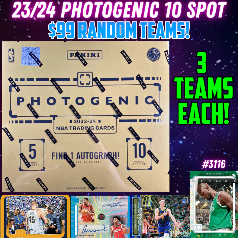 Break 3116 - NBA 23/24 Photogenic Hobby 10 Spot - $99 Random Teams!