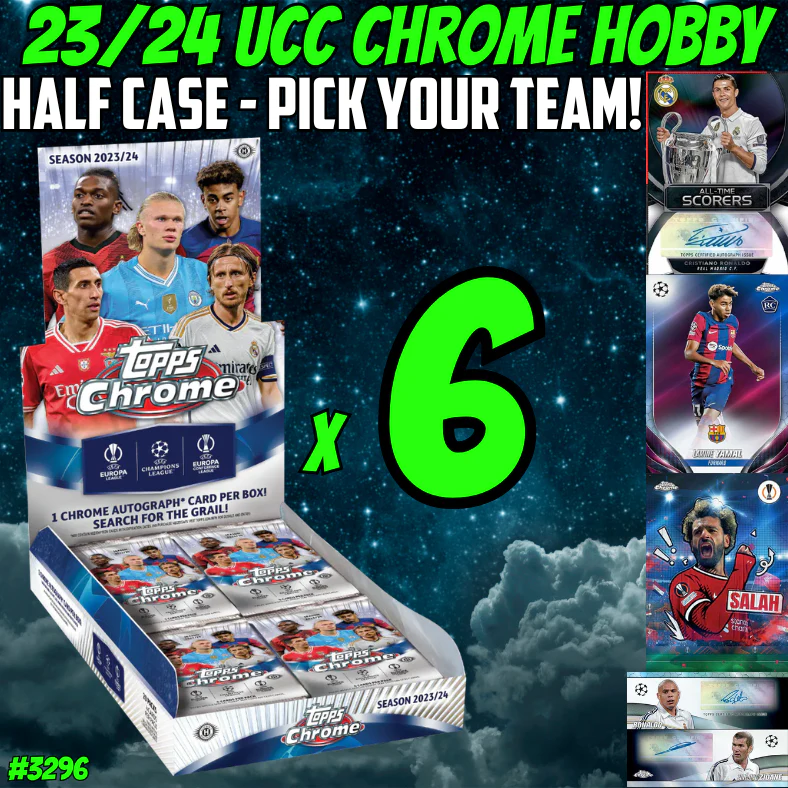 Break 3296 - 23/24 Topps UCC Chrome Hobby Half Case - Pick Your Team/Player!