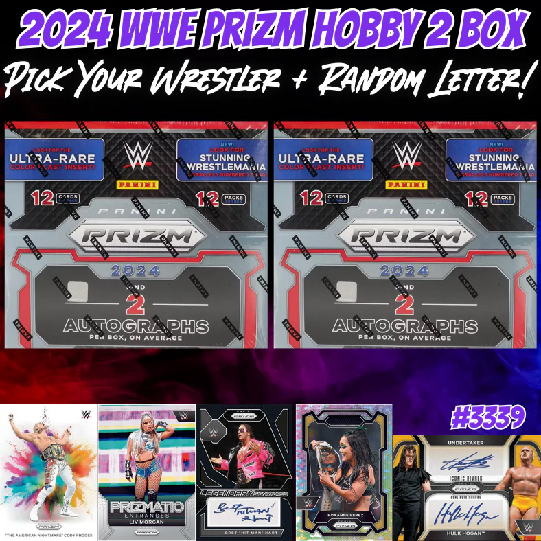 Break 3339 - 2024 WWE Prizm Hobby 2 Box - Pick Your Wrestler + Random Letter!
