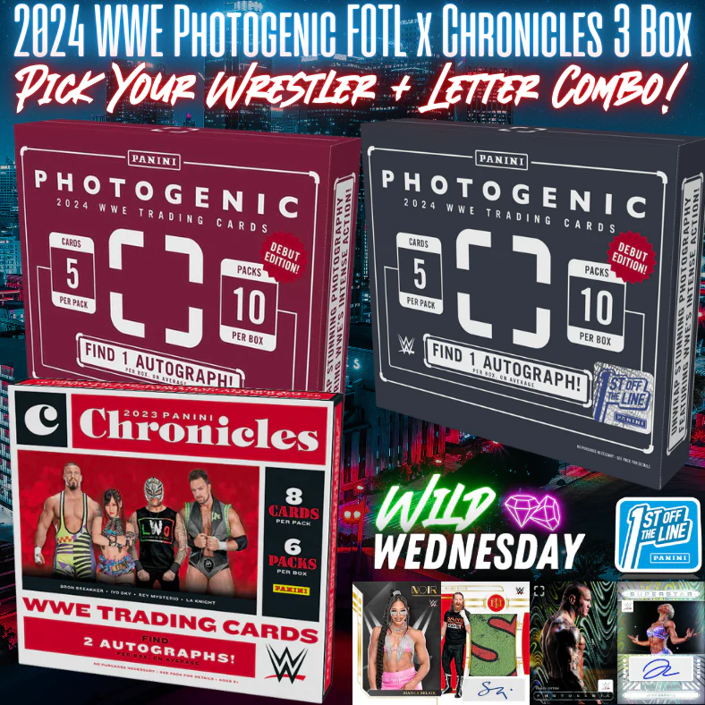 Break 3732 - Dual Year WWE Photogenic FOTL x Chronicles 3 Box - Pick Your Superstar & Letter Combo!