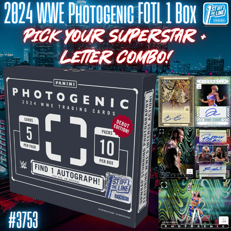 Break 3753 - 2024 WWE Photogenic FOTL Hobby - Pick Your Superstar + Letter Combo!