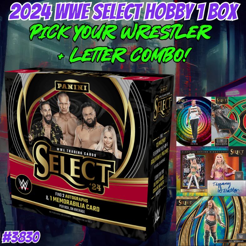 Break 3843 - 2024 WWE Select Hobby - Pick Your Superstar + Letter Combo!
