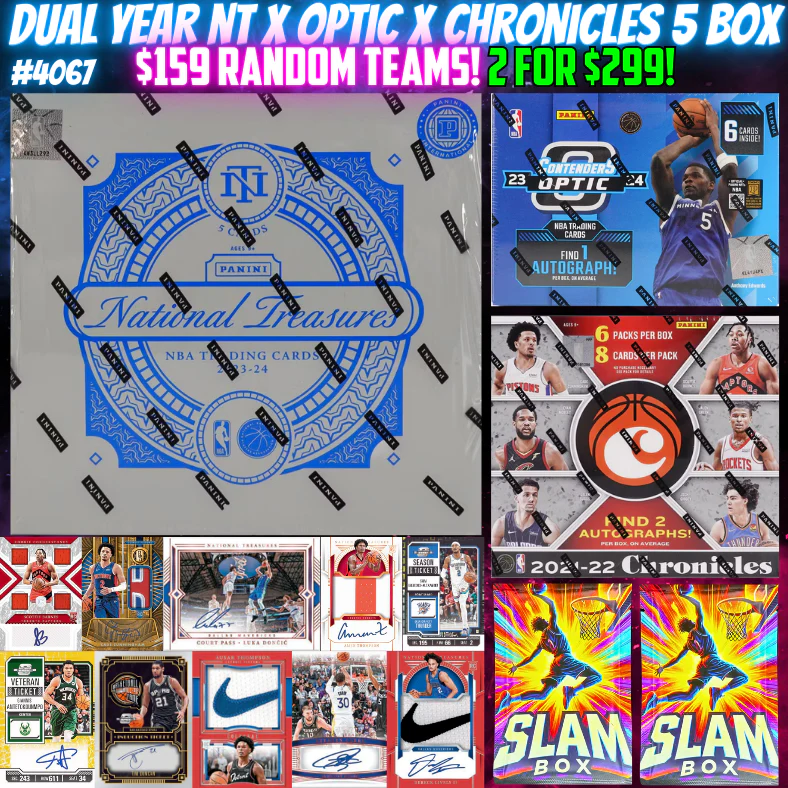 Break 4067 - NBA Dual Year National Treasures Int. x Optic Contenders 5 Box BANGER - $159 Random Teams!