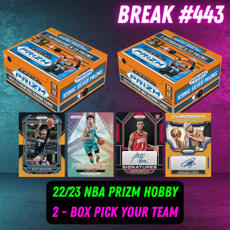Break 443 - 22/23 NBA Prizm Hobby Fresh Case Launch - 2 Box Pick Your Team