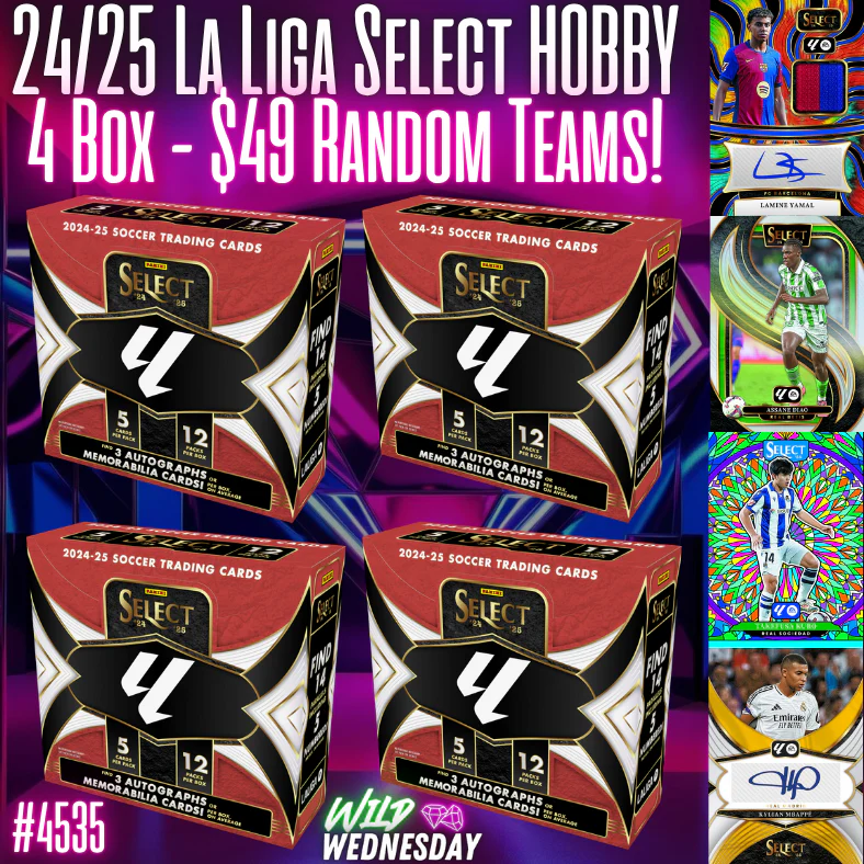 Break 4535 - 24/25 La Liga Select Hobby 4 Box - $49 Random Player/Teams!