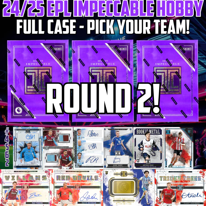 Break 4562 - NEW RELEASE - 24/25 EPL Impeccable Hobby - FULL CASE - Pick Your Team! ROUND 2!