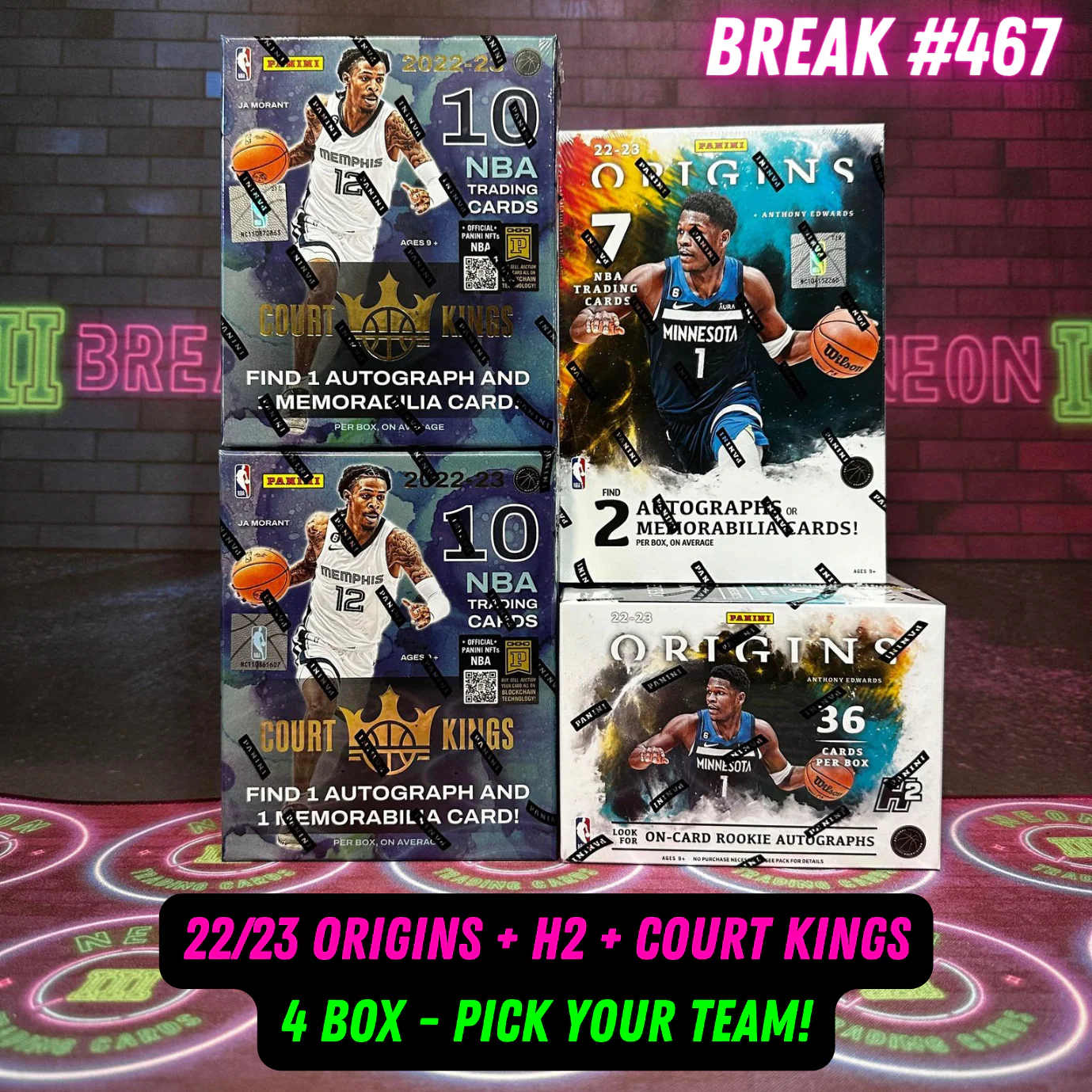 Break 467 - NBA 22/23 Origins Hobby + H2 + Court Kings Hobby 4 Box - Pick Your Team!