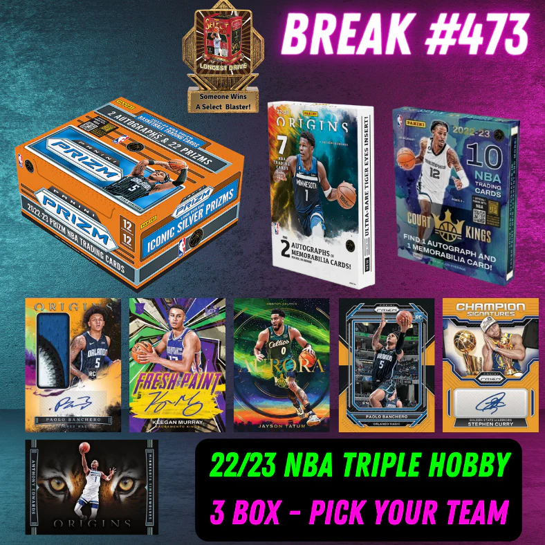 Break 473 - NBA 22/23 Prizm +  Origins + Court Kings - Triple Hobby Pick Your Team!
