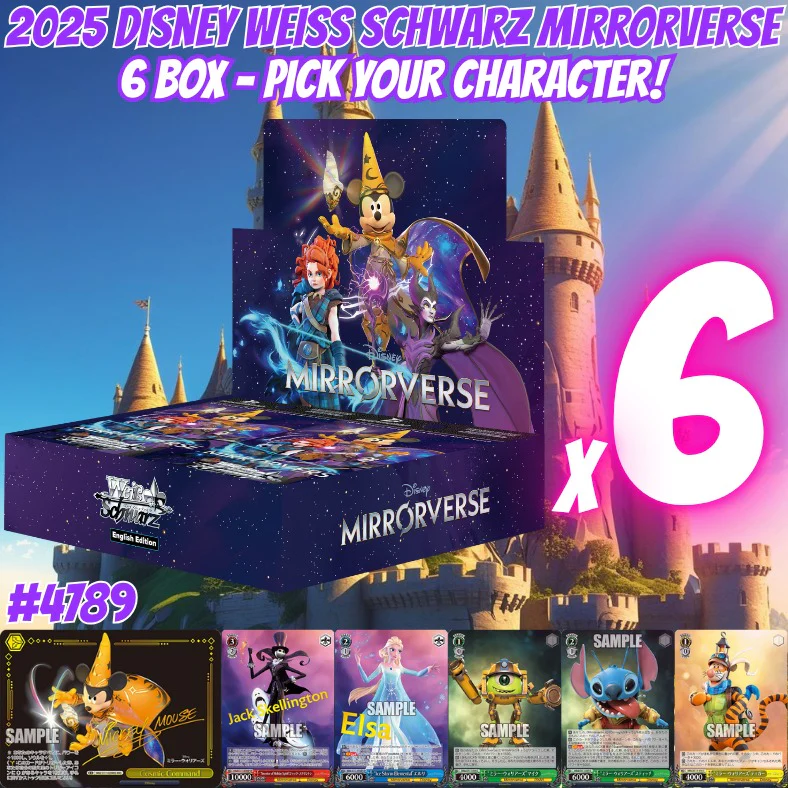 Break 4789 - 2025 Disney Weiss Schwarz Mirrorverse 6 Box - Pick Your Character!
