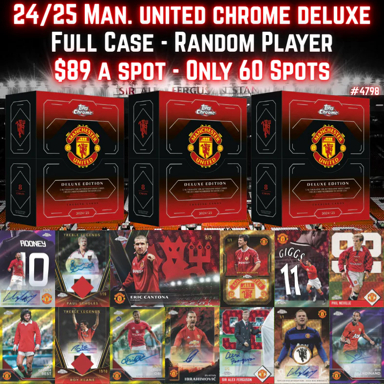 Break 4798 - 24/25 Man. United Chrome Deluxe Hobby - Full Case - Random Player! ROUND 2