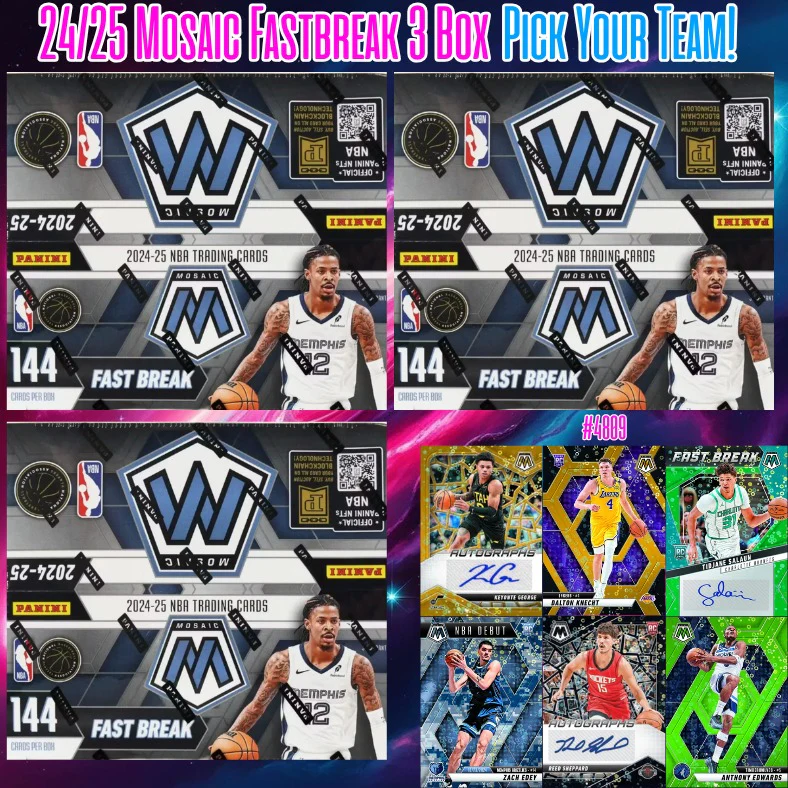 Break 4809 - NBA 24/25 Mosaic Fastbreak 3 Box - Pick Your Team!