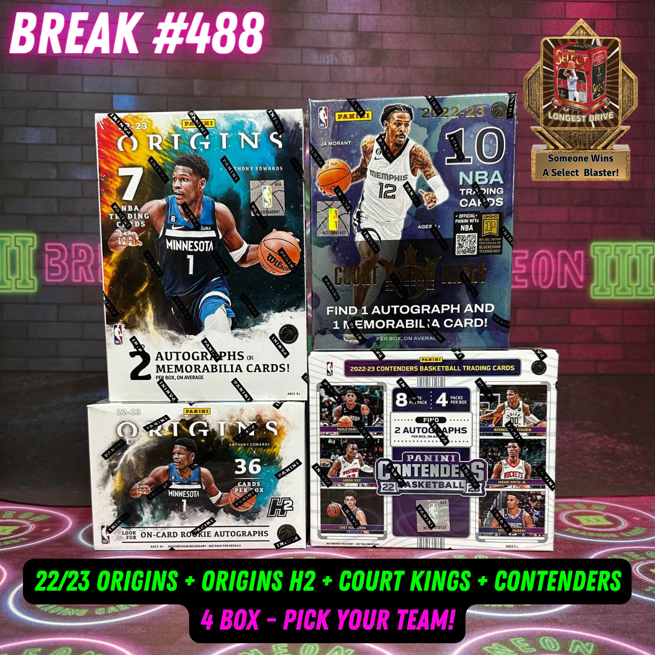 Break 488 - NBA 22/23 Origins, Court Kings, Contenders & Origins H2  4 Box Mixer - Pick Your Team!