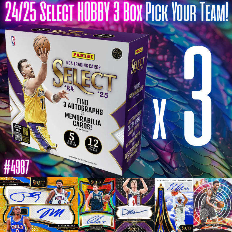 Break 4987 - 24/25 NBA Select TRIPLE Hobby - Pick Your Team!