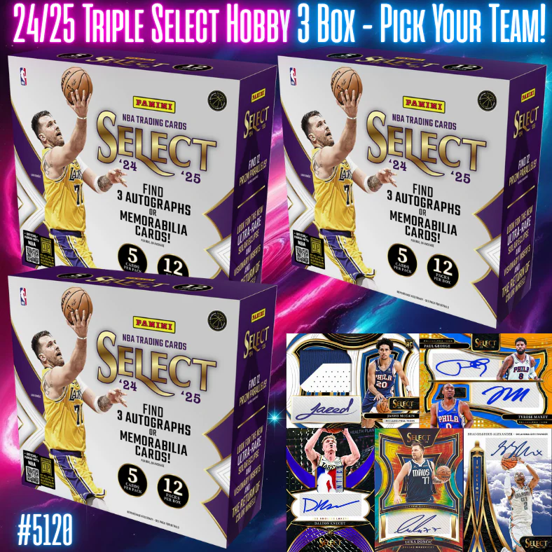 Break 5120 - 24/25 TRIPLE Select Hobby 3 Box- Pick Your Team!