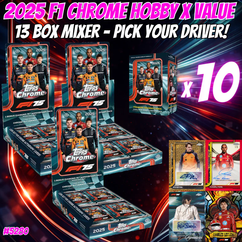 Break 5280 - 2025 F1 Chrome Hobby x Value 13 Box Mixer - Pick Your Driver!