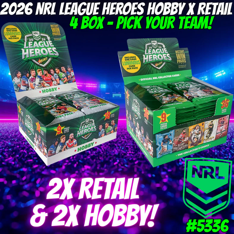 Break 5336 - 2026 NRL League Heroes Hobby x Retail - 4 BOX - Pick Your Team!