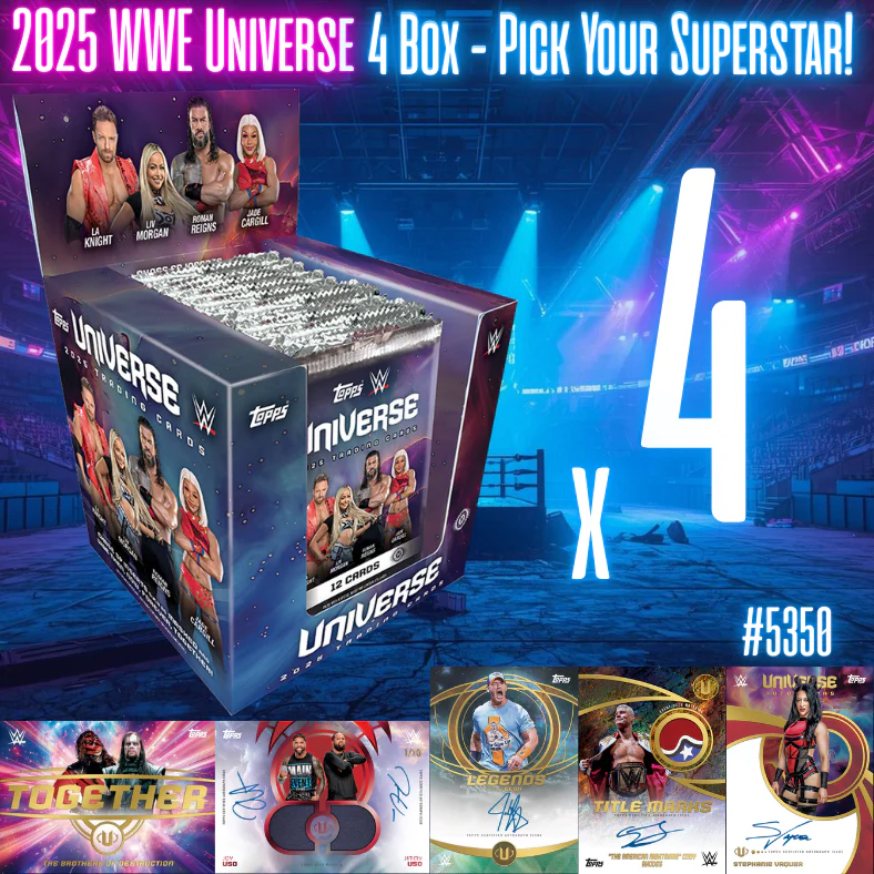 Break 5350 - 2025 WWE Universe - 4 Box- Pick Your Superstar!
