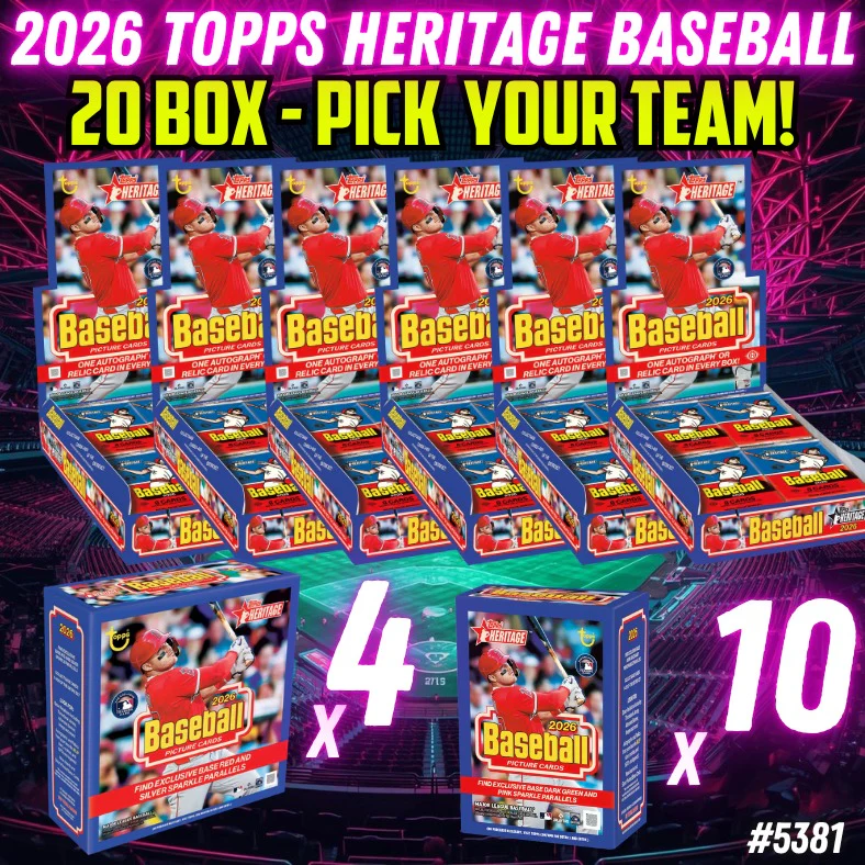 Break 5381 - 2026 Topps Heritage Baseball - 20 Box Mixer - Pick Your Team!