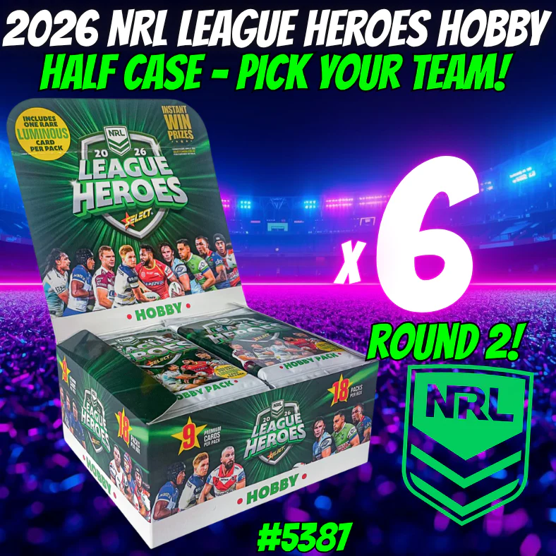 Break 5387 - 2026 NRL League Heroes HOBBY - HALF CASE - Pick Your Team! ROUND 2!