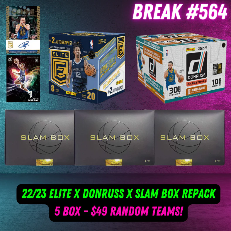 Break 564 - NBA 22/23 Slam Box Repack Mixer ft Elite & Donruss Hobby - 5 Box Random Teams!