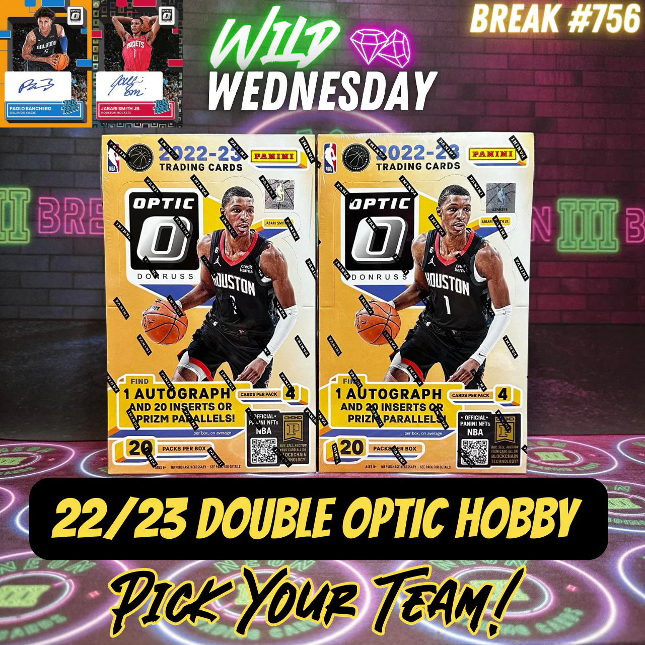 Break 756 - NBA 22/23 Optic Hobby 2 Box Value - Pick Your Team!