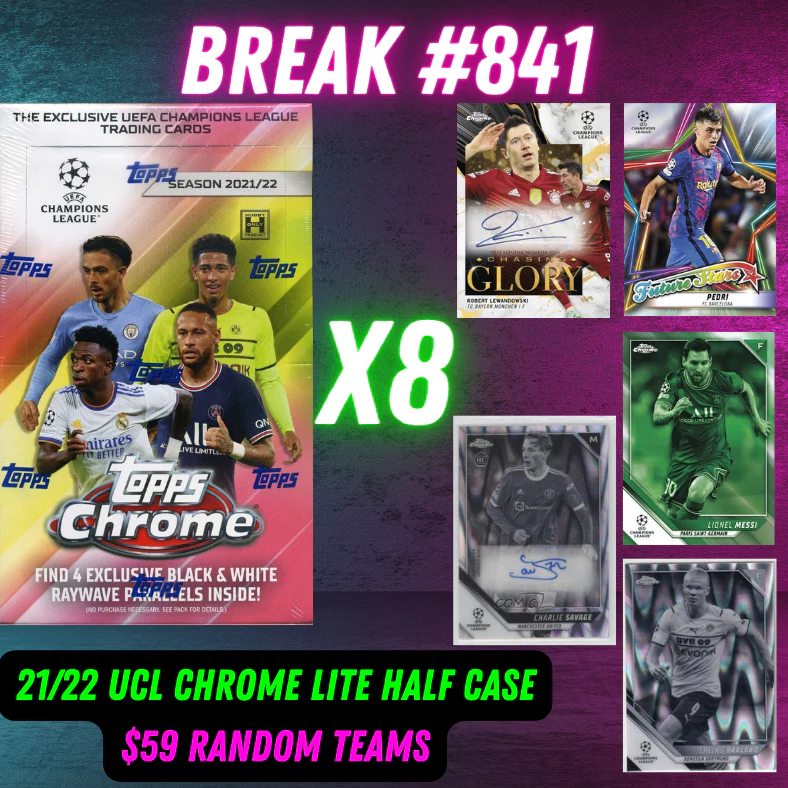 Break 841 - 21/22 UCL Chrome Lite Half Case - 8 Box Random Teams - $59 a spot!