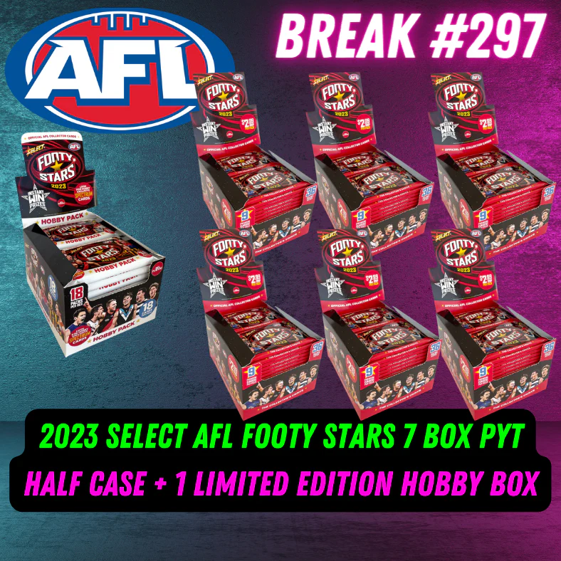 Break 297 - 2023 AFL Footy Stars - 7 Box Mixer - Half Case + 1 Limited Edition Hobby Box