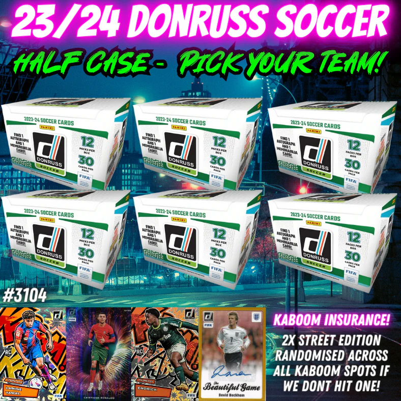 Break 3104 - 23/24 Donruss Soccer Hobby - Half Case - Pick Your Team!