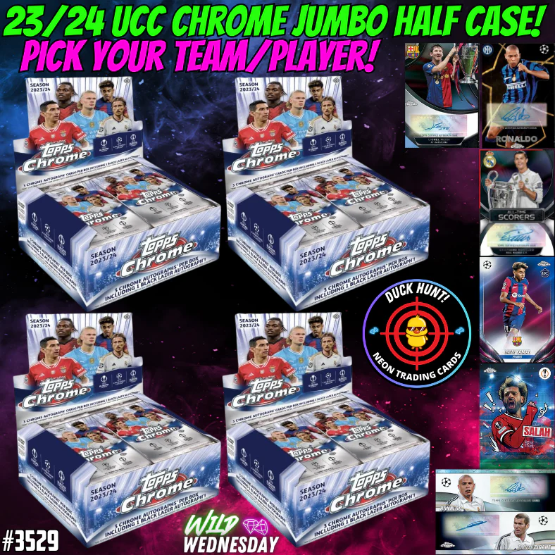 Break 3529 - 23/24 UEFA Club Comp. Chrome JUMBO - Half Case - Pick Your Team!