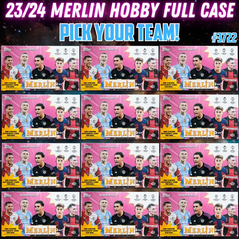 Break 3722 - 23/24 UEFA Club Comp Merlin HOBBY - Full Case - Pick Your Team!
