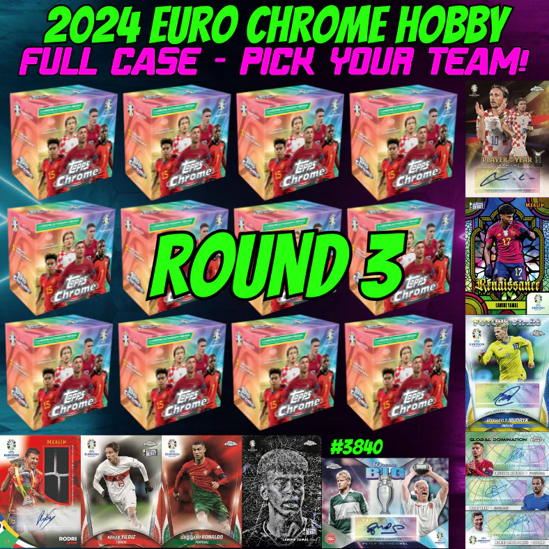 Break 3840 - 2024 Euro Chrome Hobby FULL CASE - 12 Boxes - Pick Your Team - ROUND 3