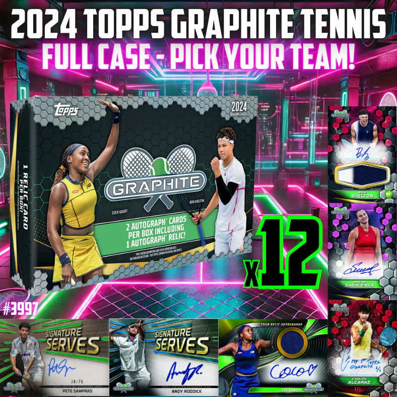 Break 3997 - 2024 Topps Graphite Tennis Hobby FULL CASE - 12 Boxes - Pick Your Player