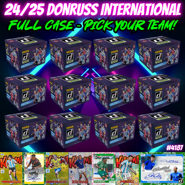 Break 4187 - 24/25 Donruss Soccer Int. Hobby FULL CASE - Pick Your Team!