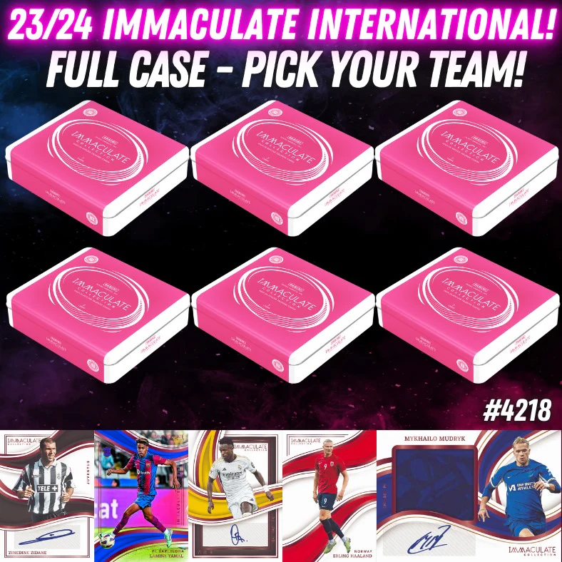 Break 4218 - 23/24 Immaculate Soccer Int. Hobby FULL CASE - Pick Your Team/Player