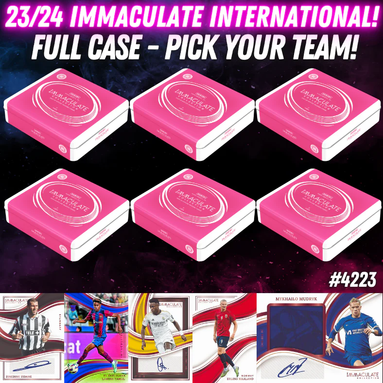 Break 4223 - 23/24 Immaculate Soccer Int. Hobby FULL CASE - Pick Your Team/Player