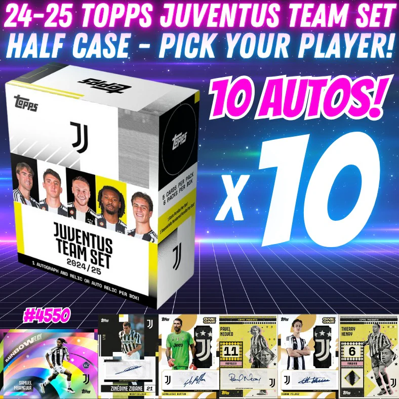 Break 4550 - 24/25 Topps Juventus Team Set - HALF CASE - 10 Boxes - Pick Your Player!